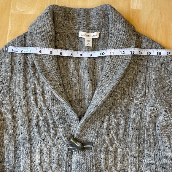 Coldwater Creek Wool Blend Shawl Neck Toggle Cardigan Sweater - Gray - Picture 11 of 15